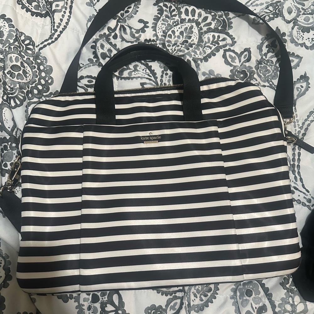Kate Spade Black & White Striped laptop bag